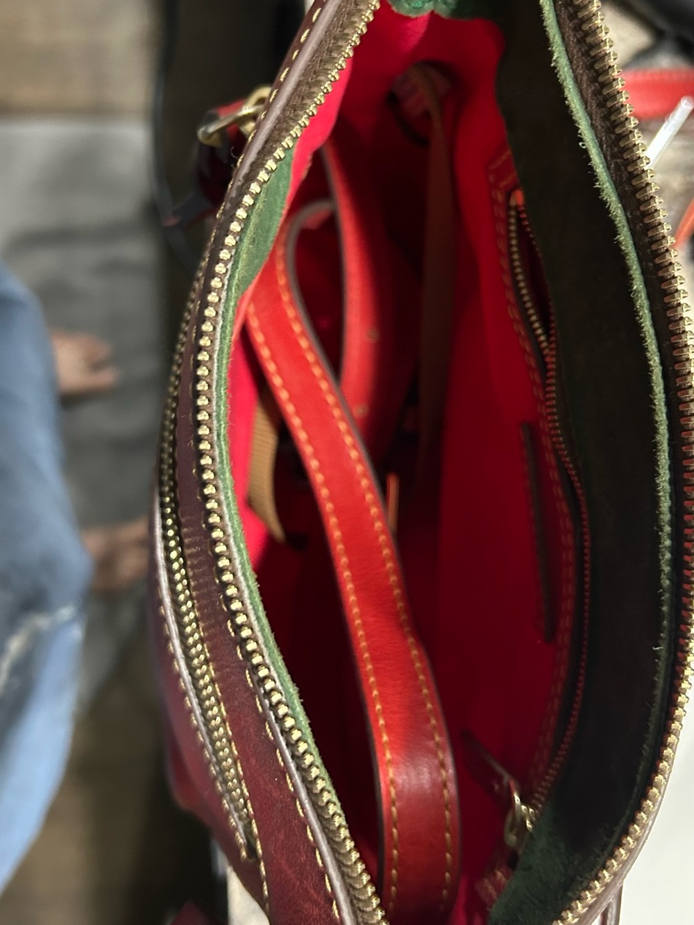 Dooney & Burke Red Leather Crossbody Bag with Gold-Tone Hardware - Picture 5 of 6